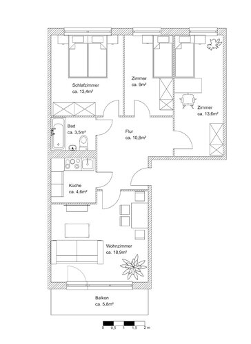 Grundriss der Wohnung