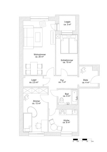 Grundriss der Wohnung
