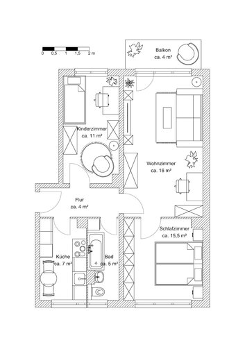 Grundriss der Wohnung