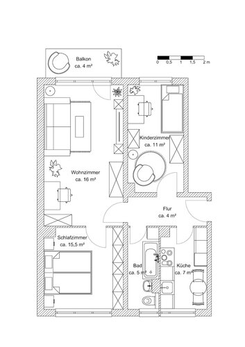 Grundriss der Wohnung